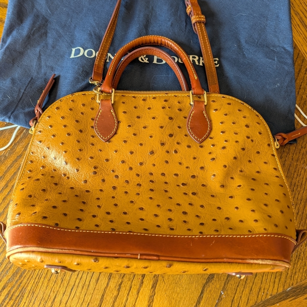 Dooney & Bourke Brown Ostrich Leather Bag and Wallet - Picture 5 of 11
